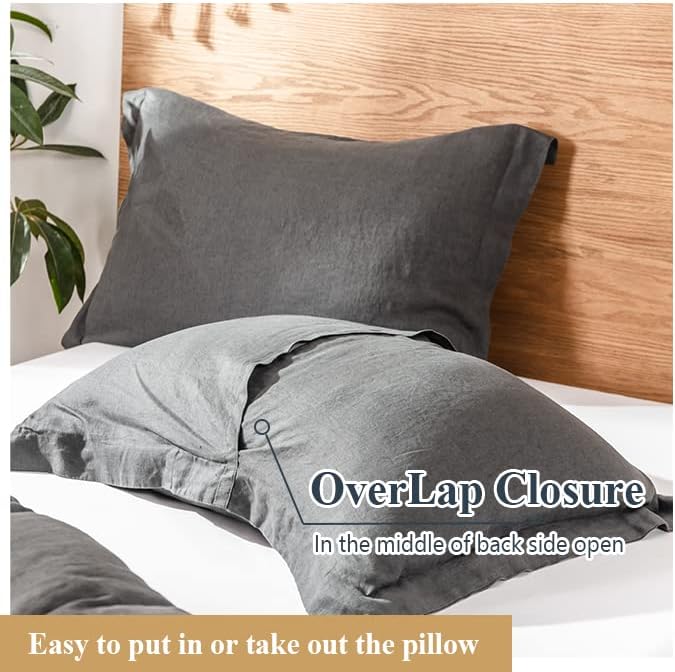 Dark Grey Linen King Pillow Cases