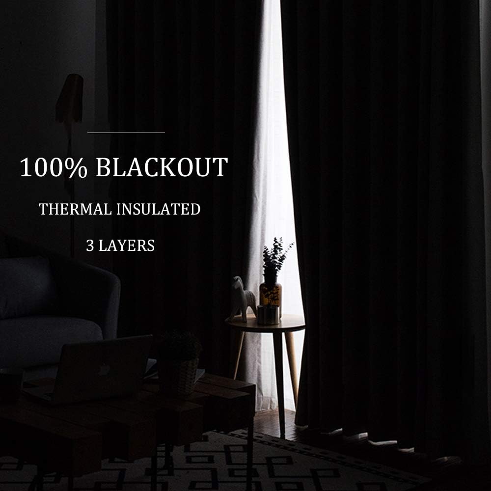 Gray Three-Layer Soundproof Blackout Curtains