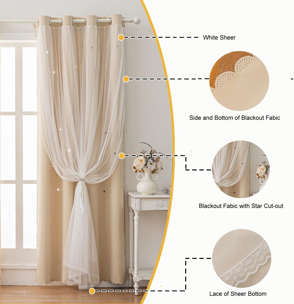 Princess Beige Kids Blackout Curtains