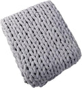 Gray Jumbo Chenille Knit Throw Blanket