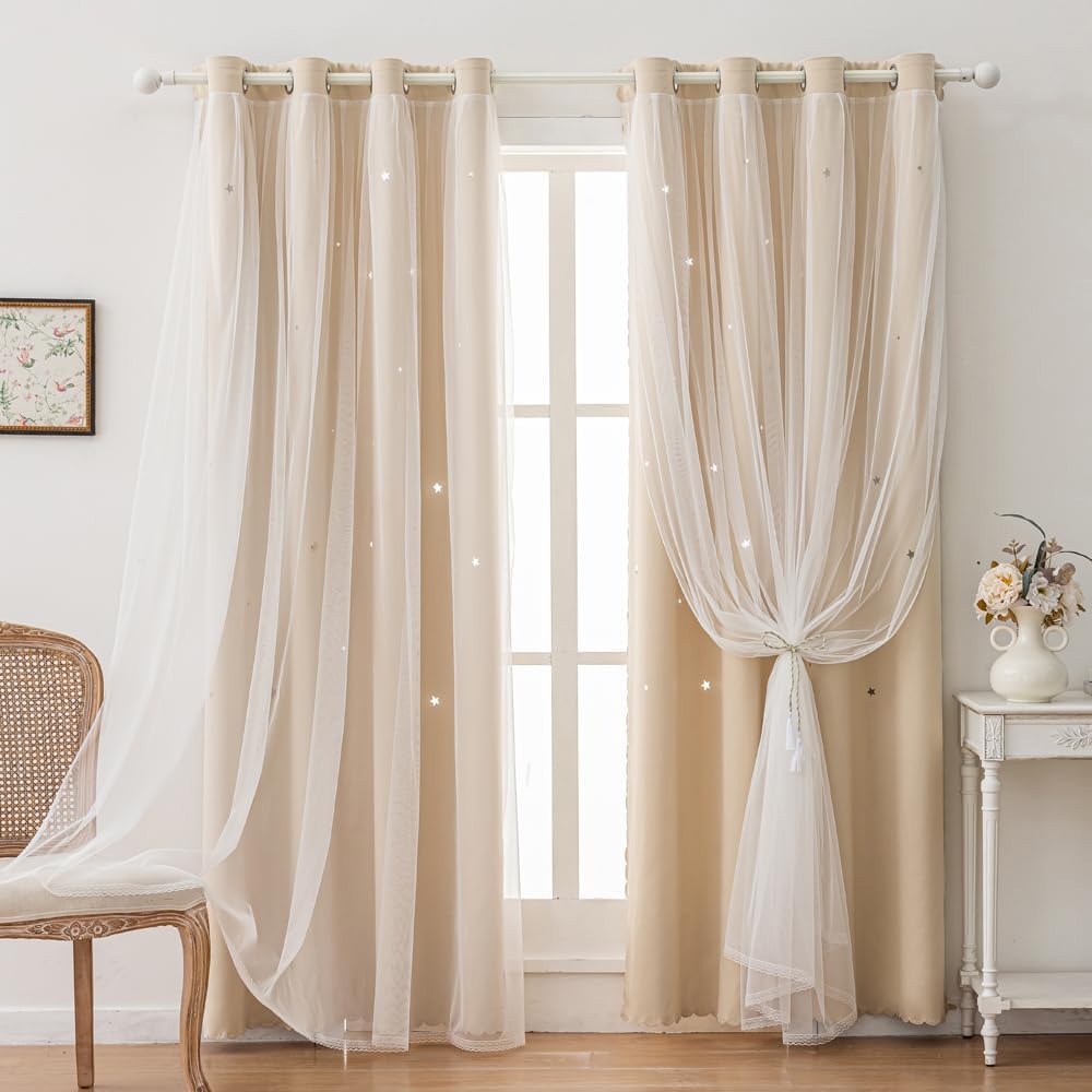 Princess Beige Kids Blackout Curtains
