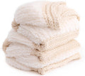Cream Fuzzy Reversible Throw Blanket