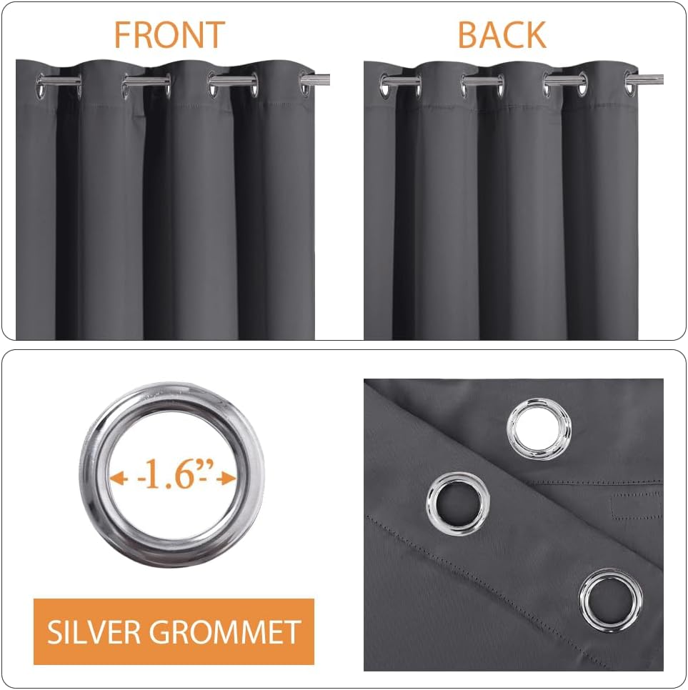 Gray Three-Layer Soundproof Blackout Curtains