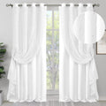 White Printed Double Layer Curtains