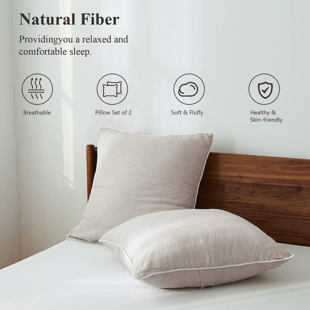 Natural Piping Trim Linen Pillow Covers