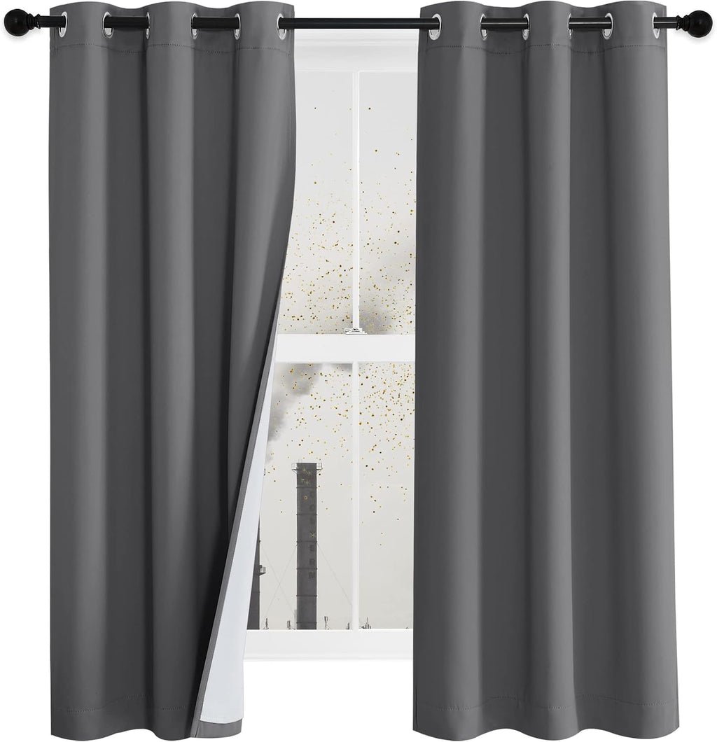 Gray Detachable Liner Blackout Curtains