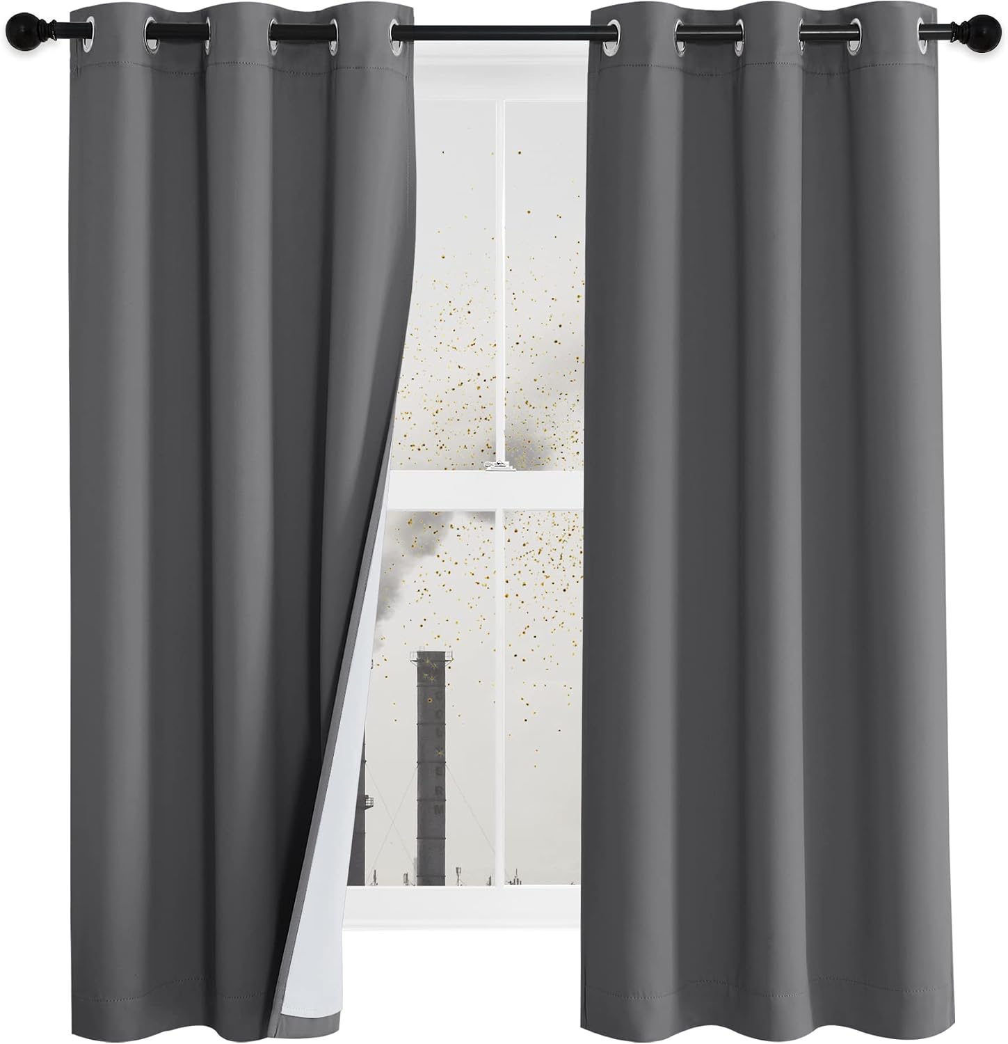 Gray Detachable Liner Blackout Curtains