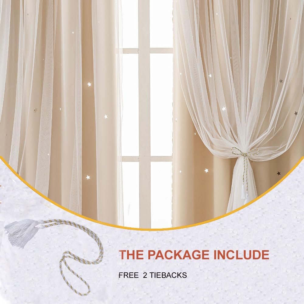 Princess Beige Kids Blackout Curtains