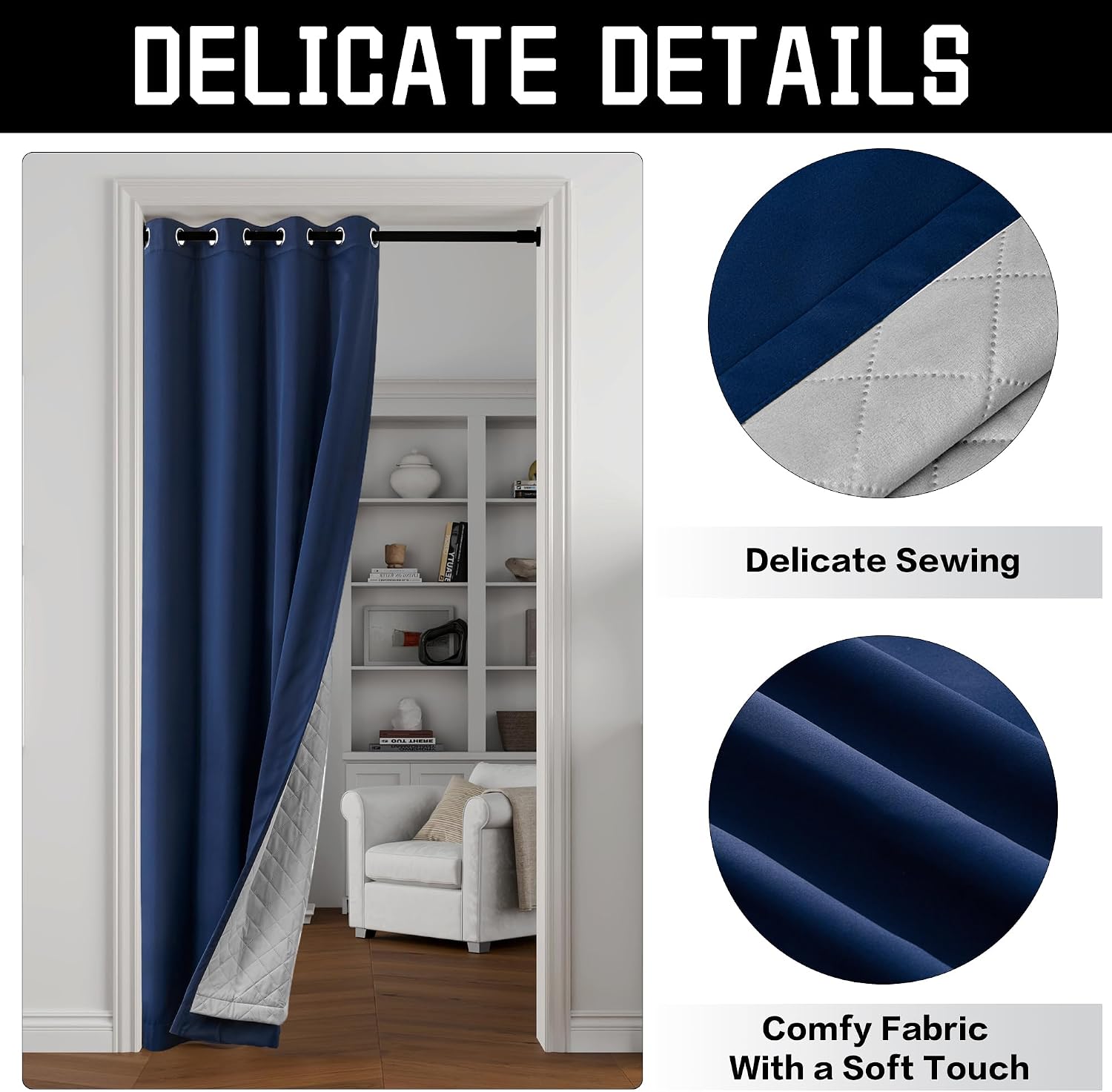 Navy Blue Heavy Soundproof Curtains