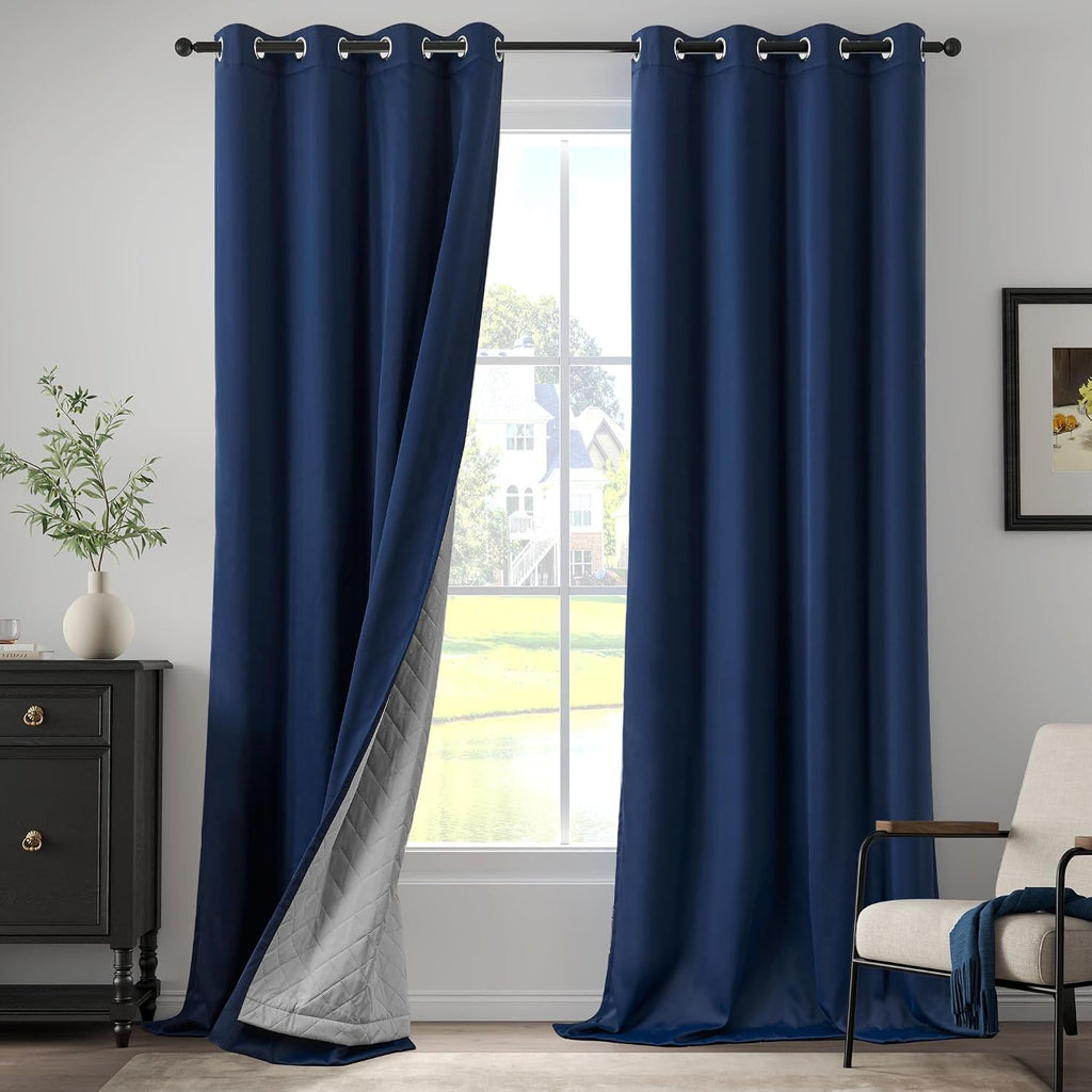 Navy Blue Heavy Soundproof Curtains