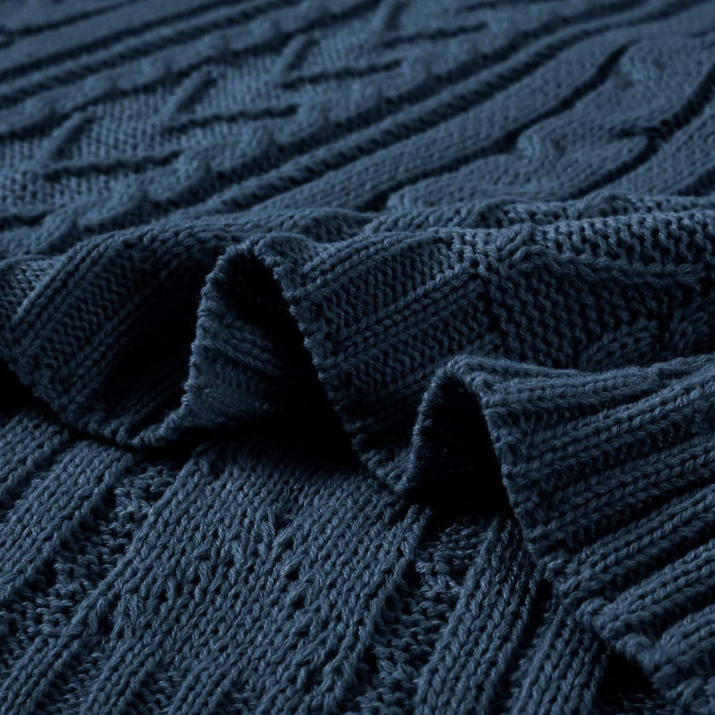 Navy Blue Queen Knitted Throw Blanket