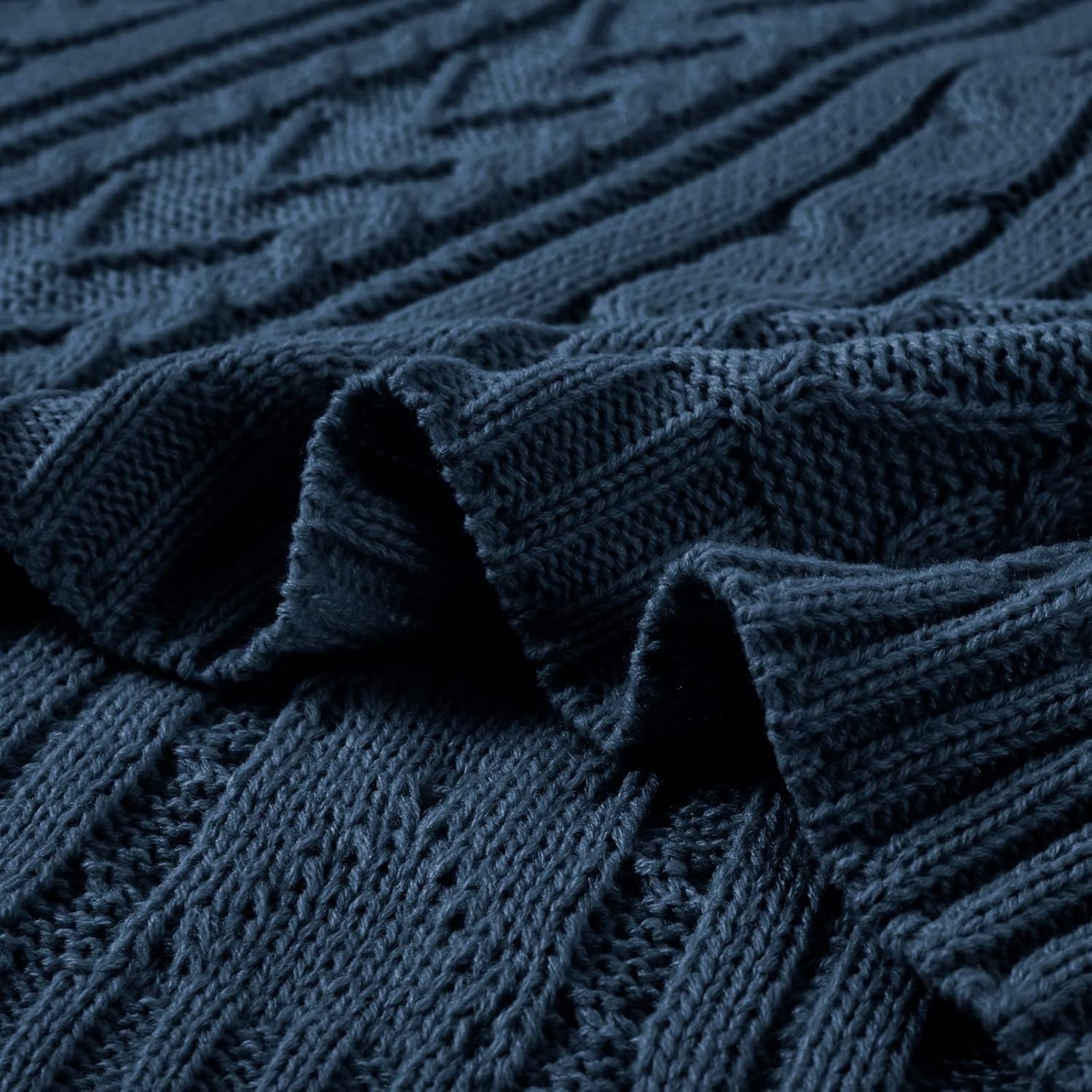 Navy Blue Queen Knitted Throw Blanket