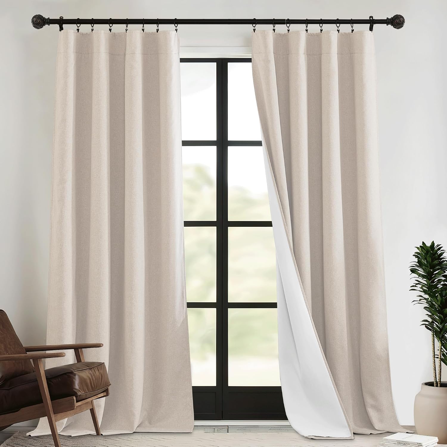 Taupe Multi-function Linen Curtains