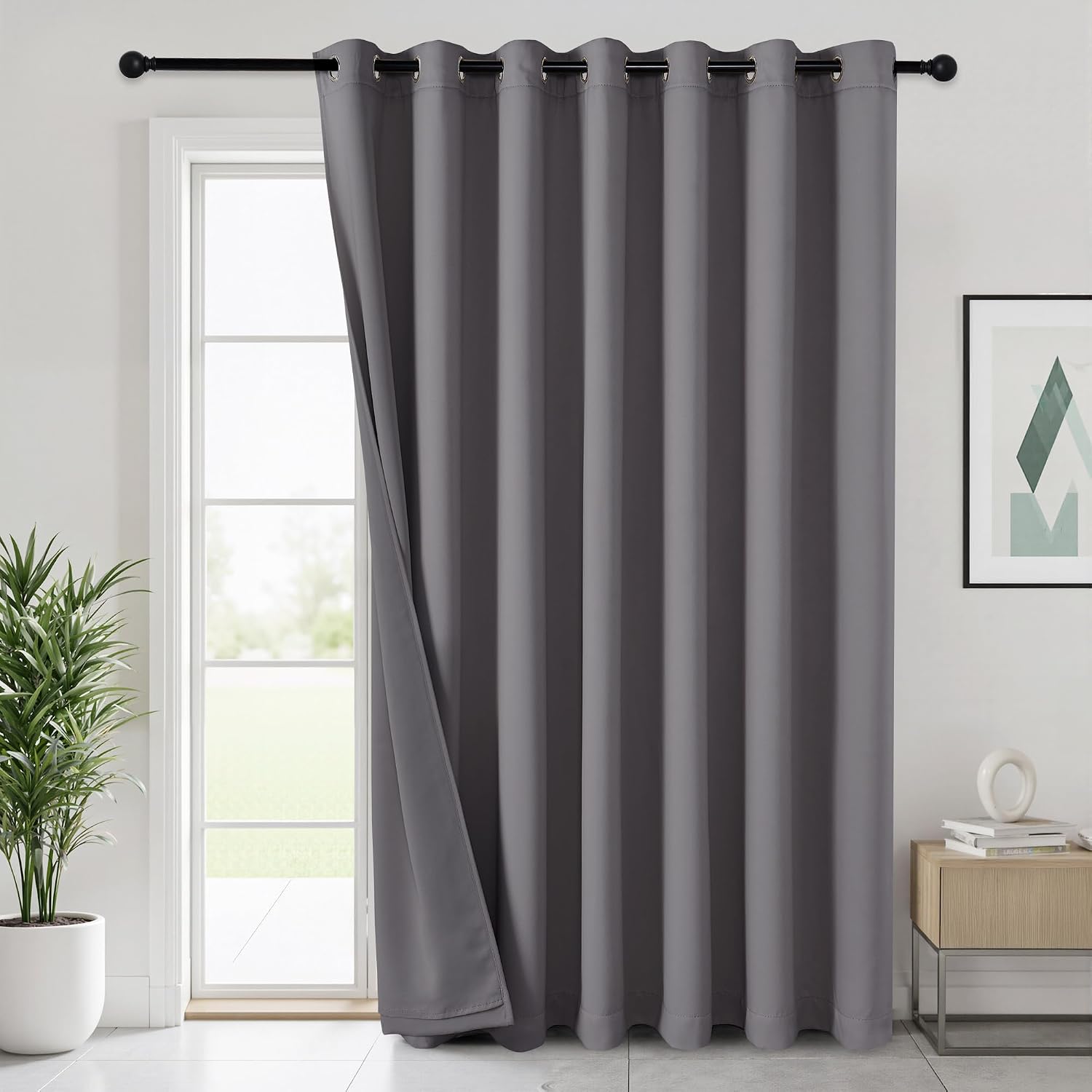 Grey Three Layer Blackout Curtains