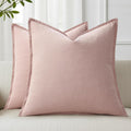 Pink Flange Edge Linen Pillow Covers