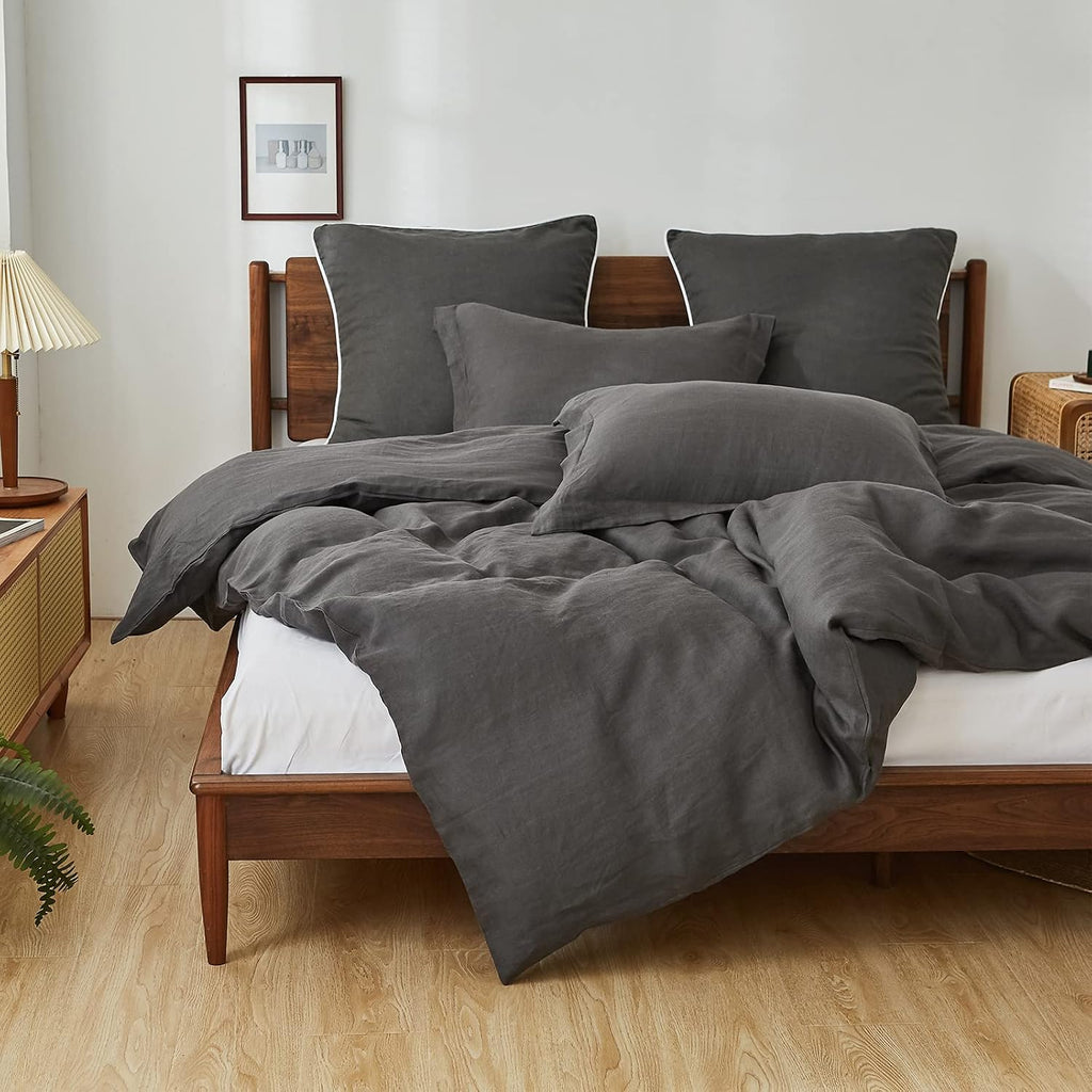 Dark Grey Linen King Pillow Cases
