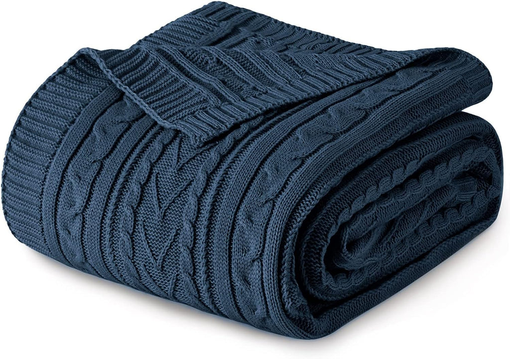 Navy Blue Queen Knitted Throw Blanket
