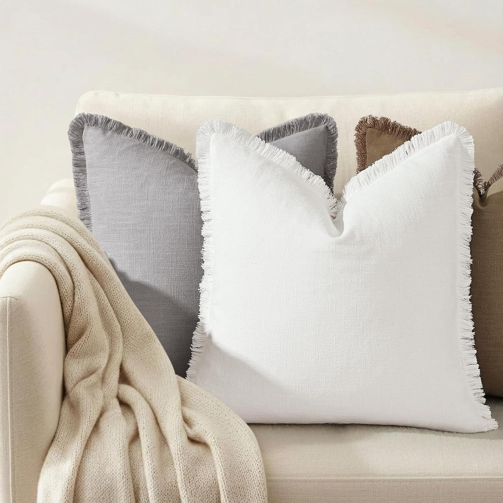 Cream Tassel Linen Pillow Covers