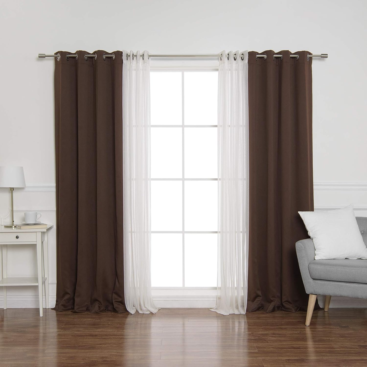 Sheer Lace Blackout Curtain 4 Panels