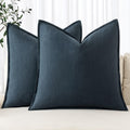 Deep Blue Linen Euro Pillow Covers