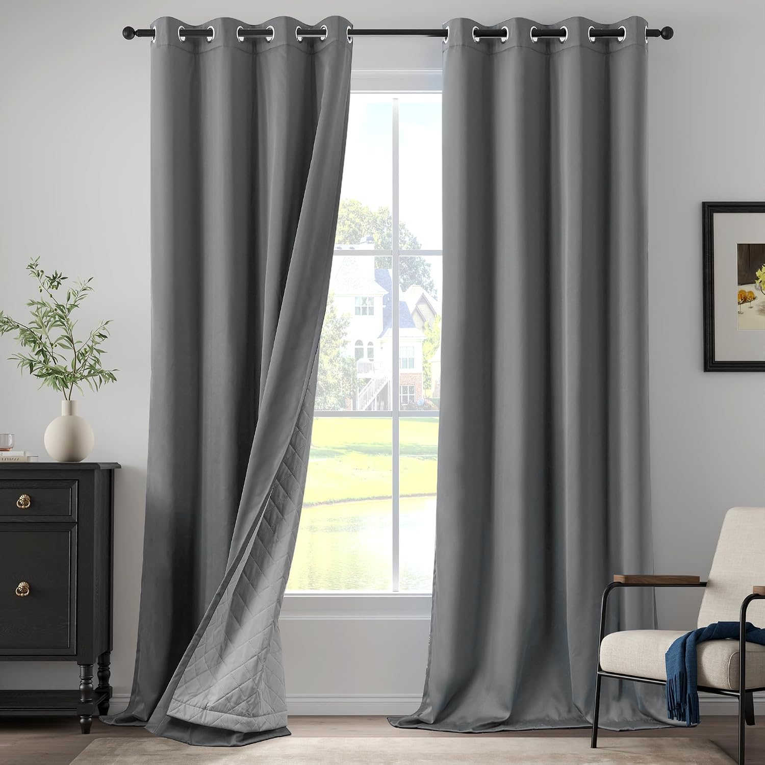 Grey Thermal Soundproof Curtains