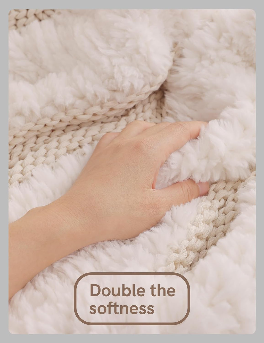 Cream Fuzzy Reversible Throw Blanket