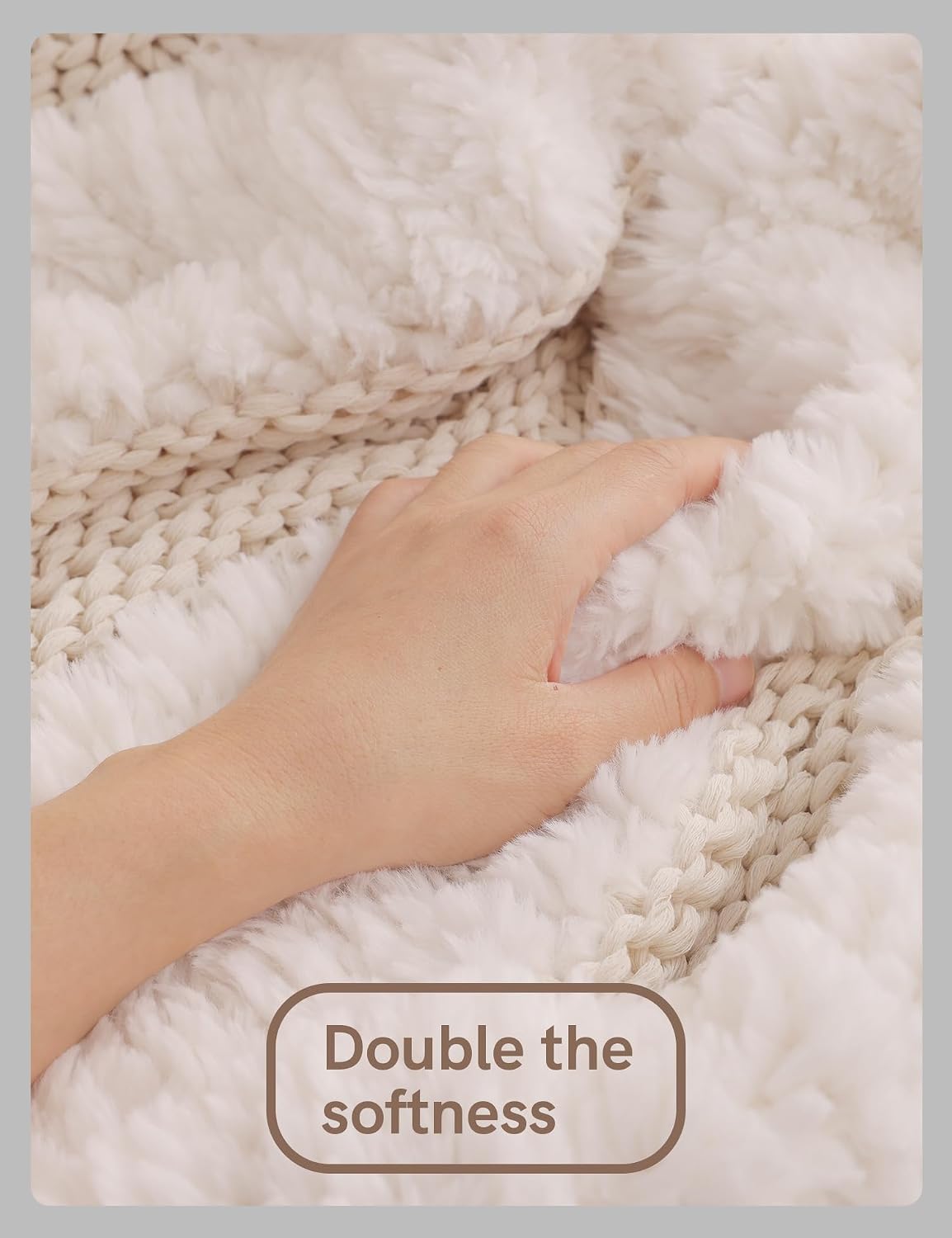 Cream Fuzzy Reversible Throw Blanket