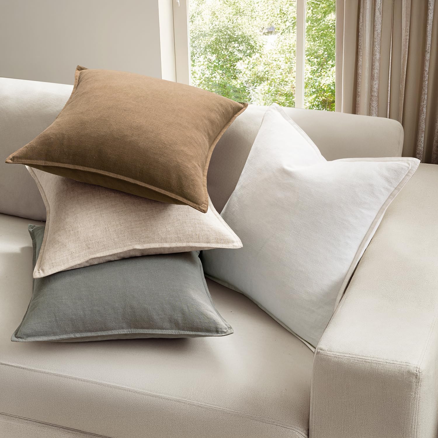 Neutral Solid Linen Pillow Covers