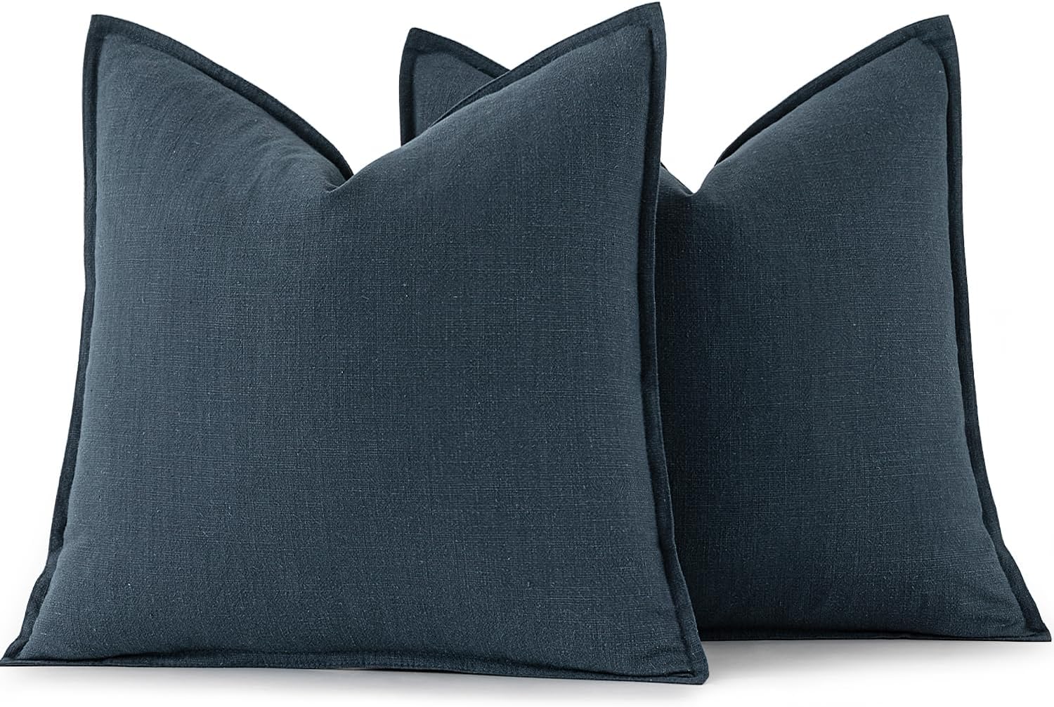 Deep Blue Linen Euro Pillow Covers