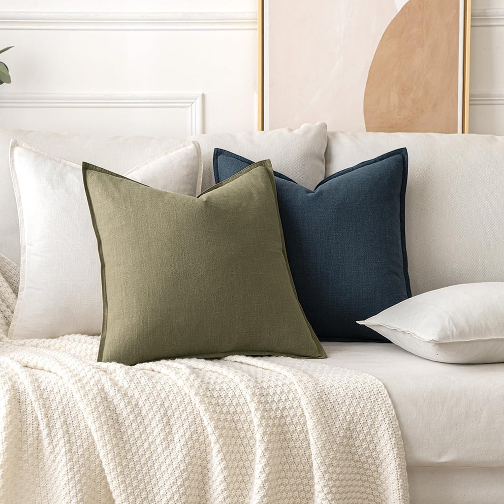 Deep Blue Linen Euro Pillow Covers
