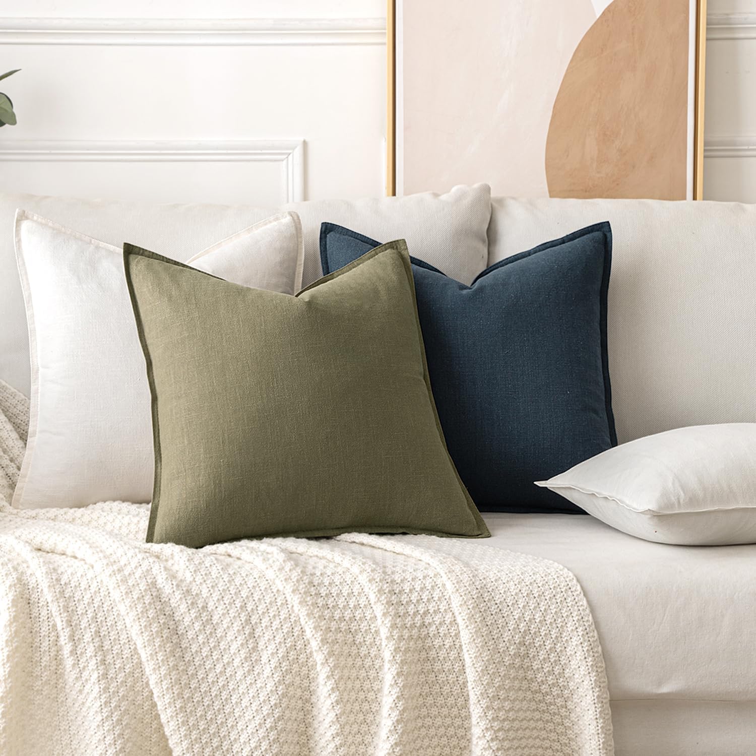 Deep Blue Linen Euro Pillow Covers