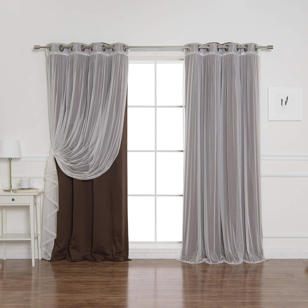 Sheer Lace Blackout Curtain 4 Panels