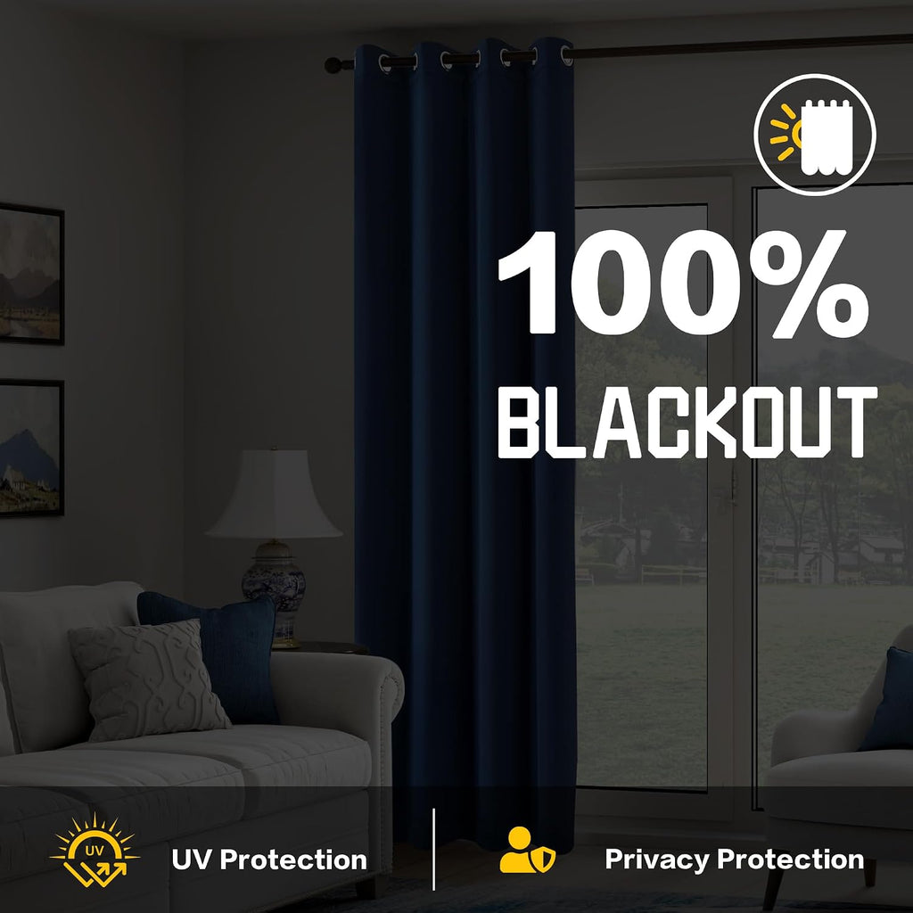 Navy Blue Heavy Soundproof Curtains