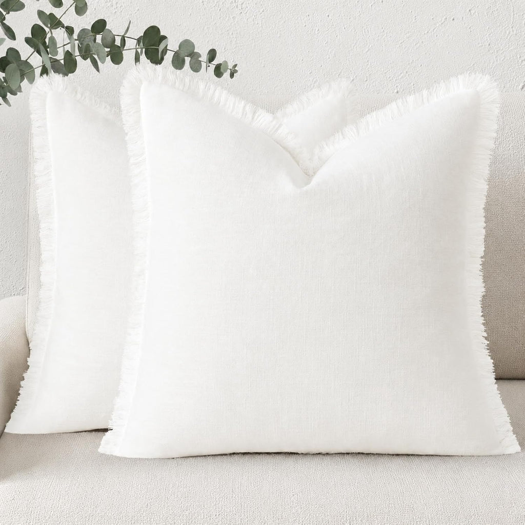 Cream Tassel Linen Pillow Covers
