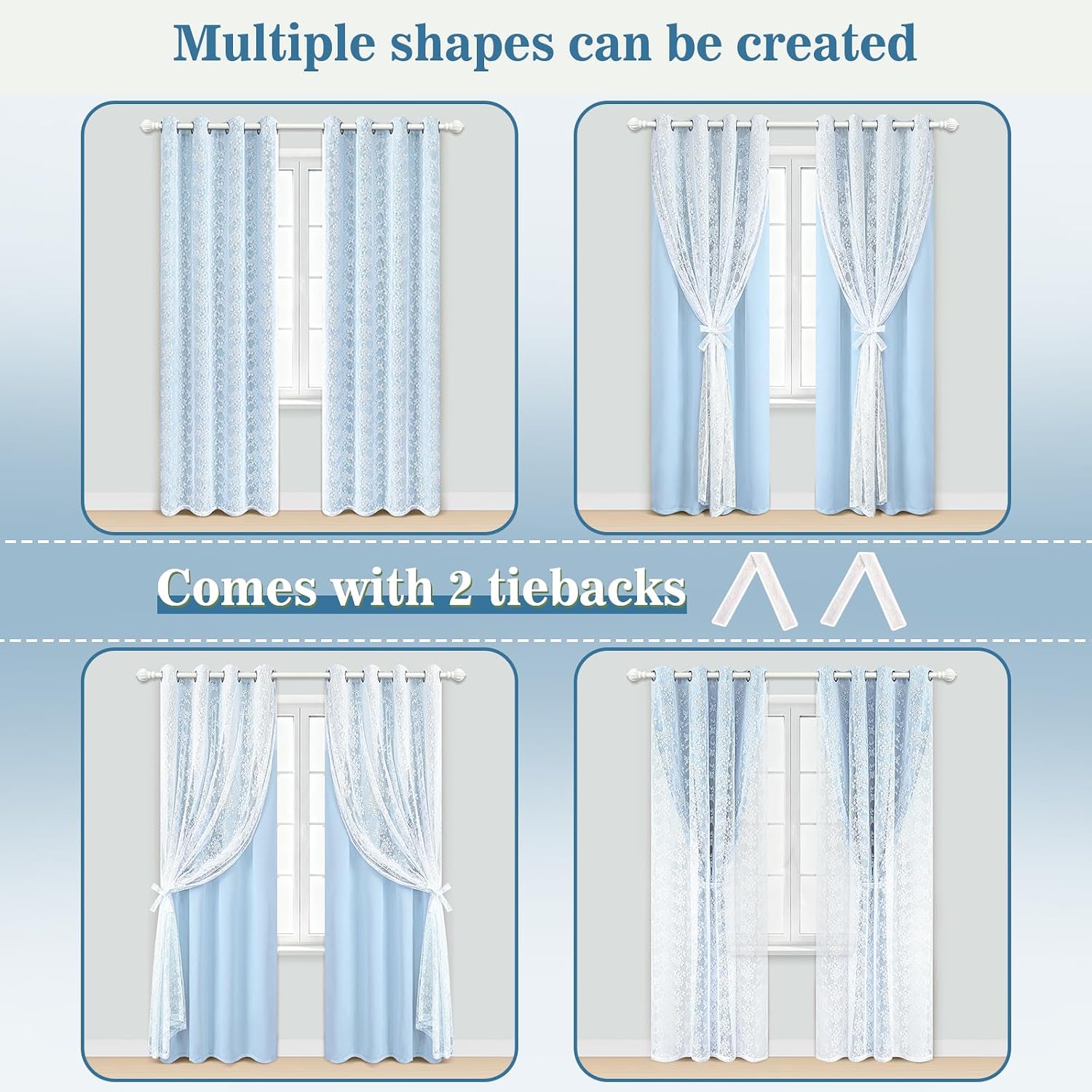 Blue Double Layer Blackout Curtains