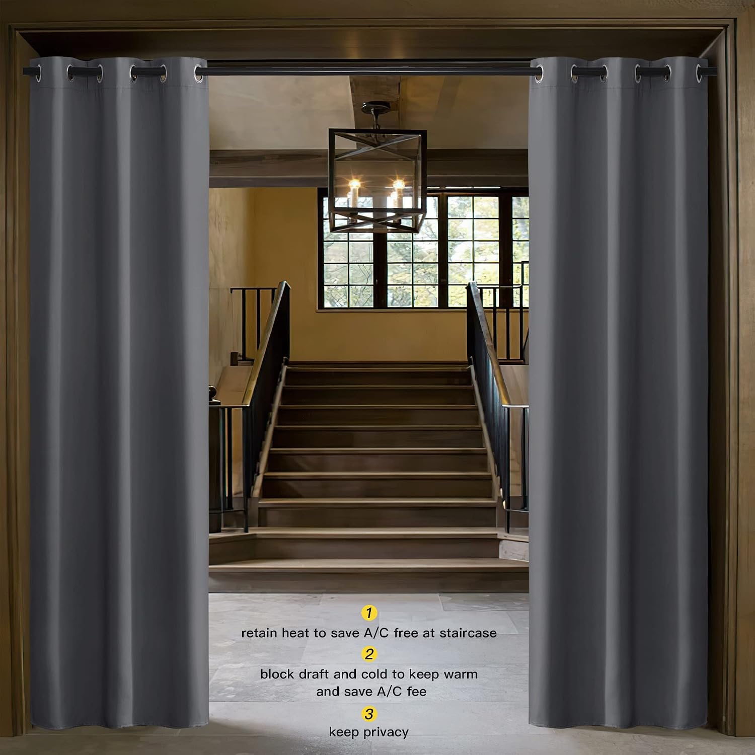 Gray Thermal Noise Reducing Curtain
