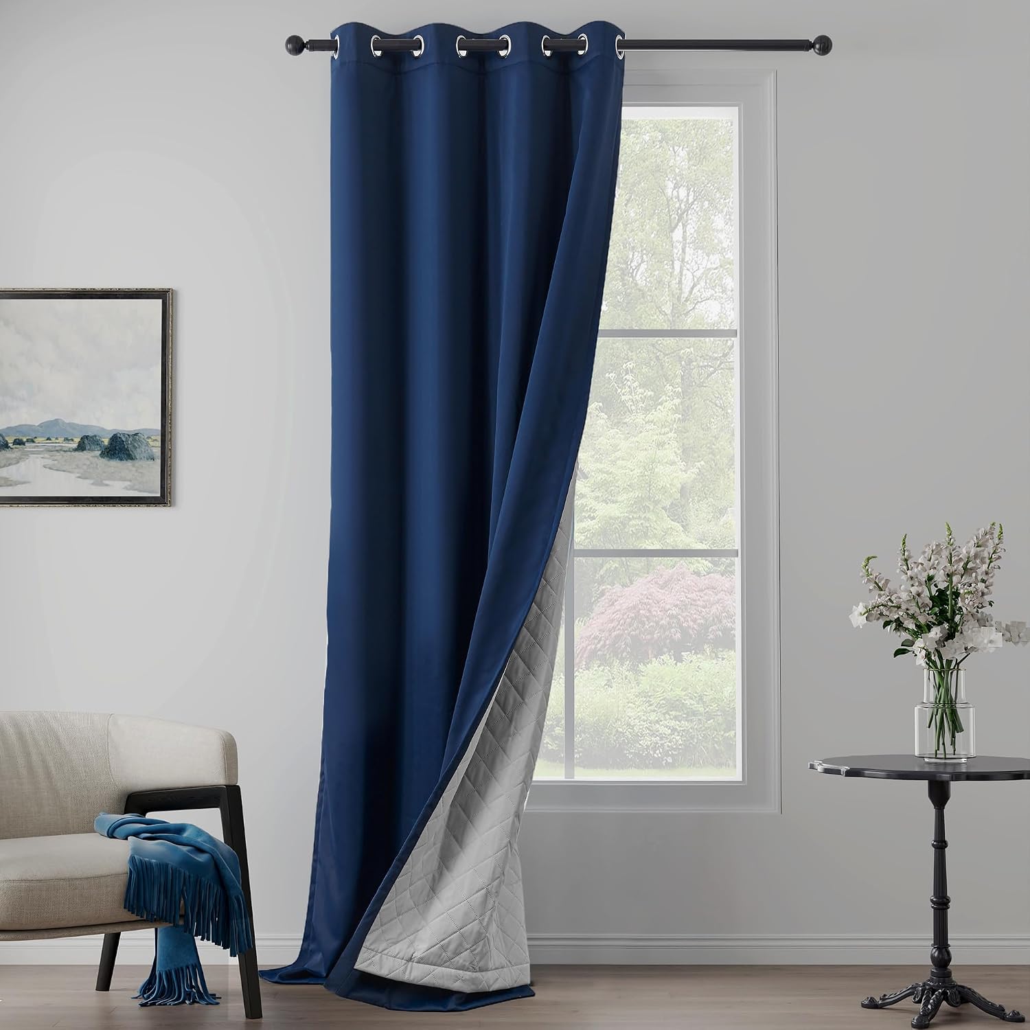 Navy Blue Heavy Soundproof Curtains