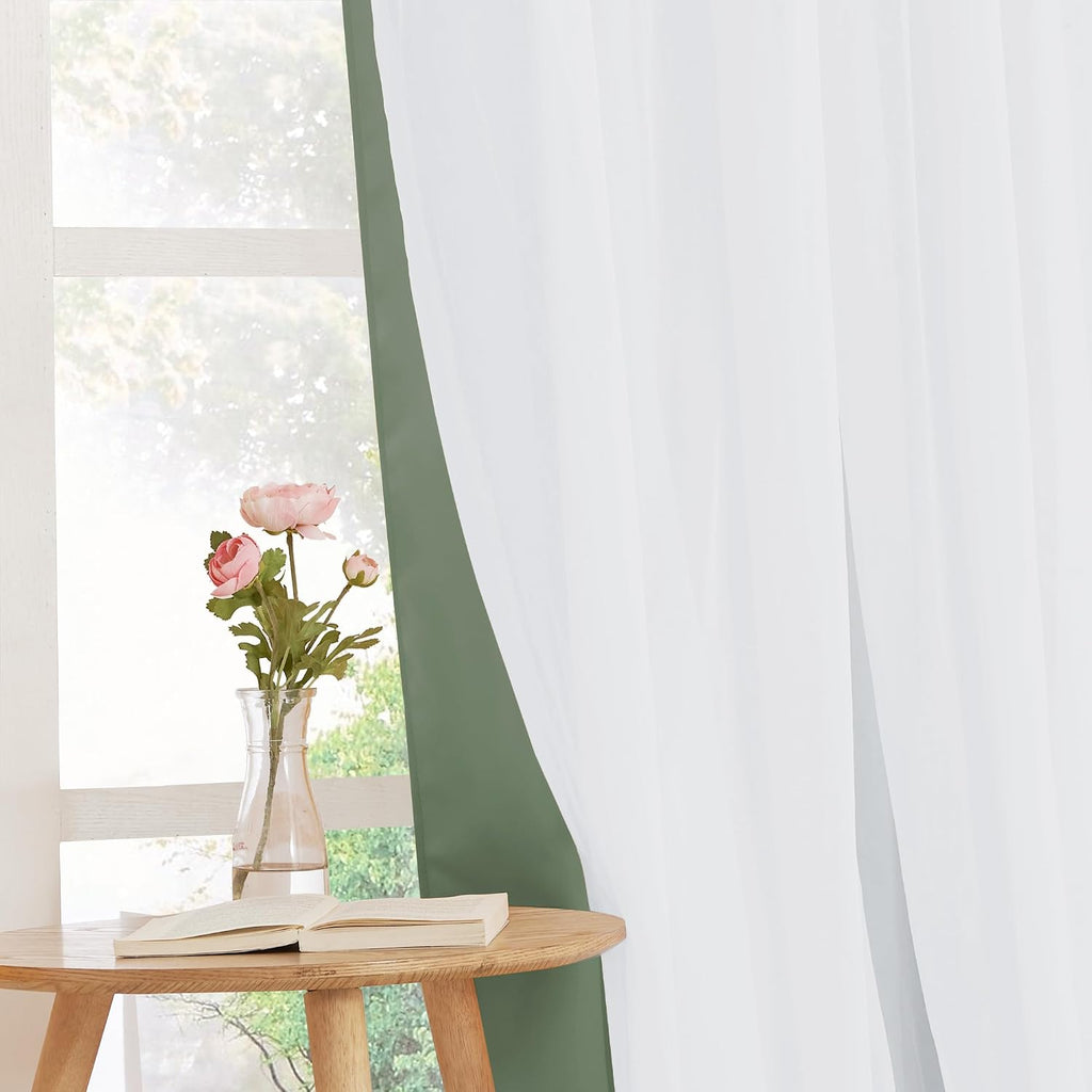 Sage Green Double Layer Curtains