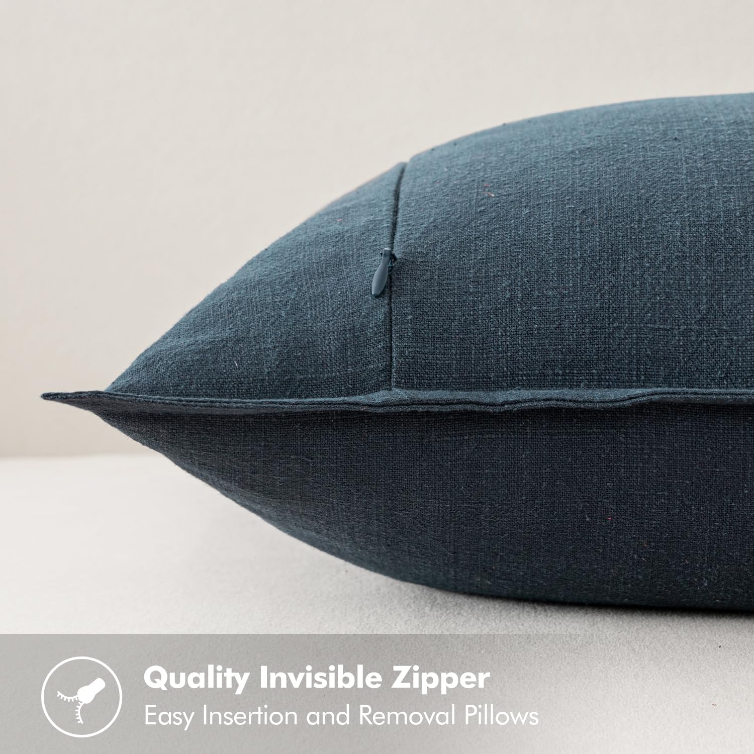 Deep Blue Linen Euro Pillow Covers