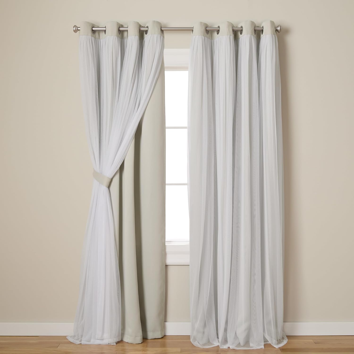 Double Layer Sheer Blackout Curtains