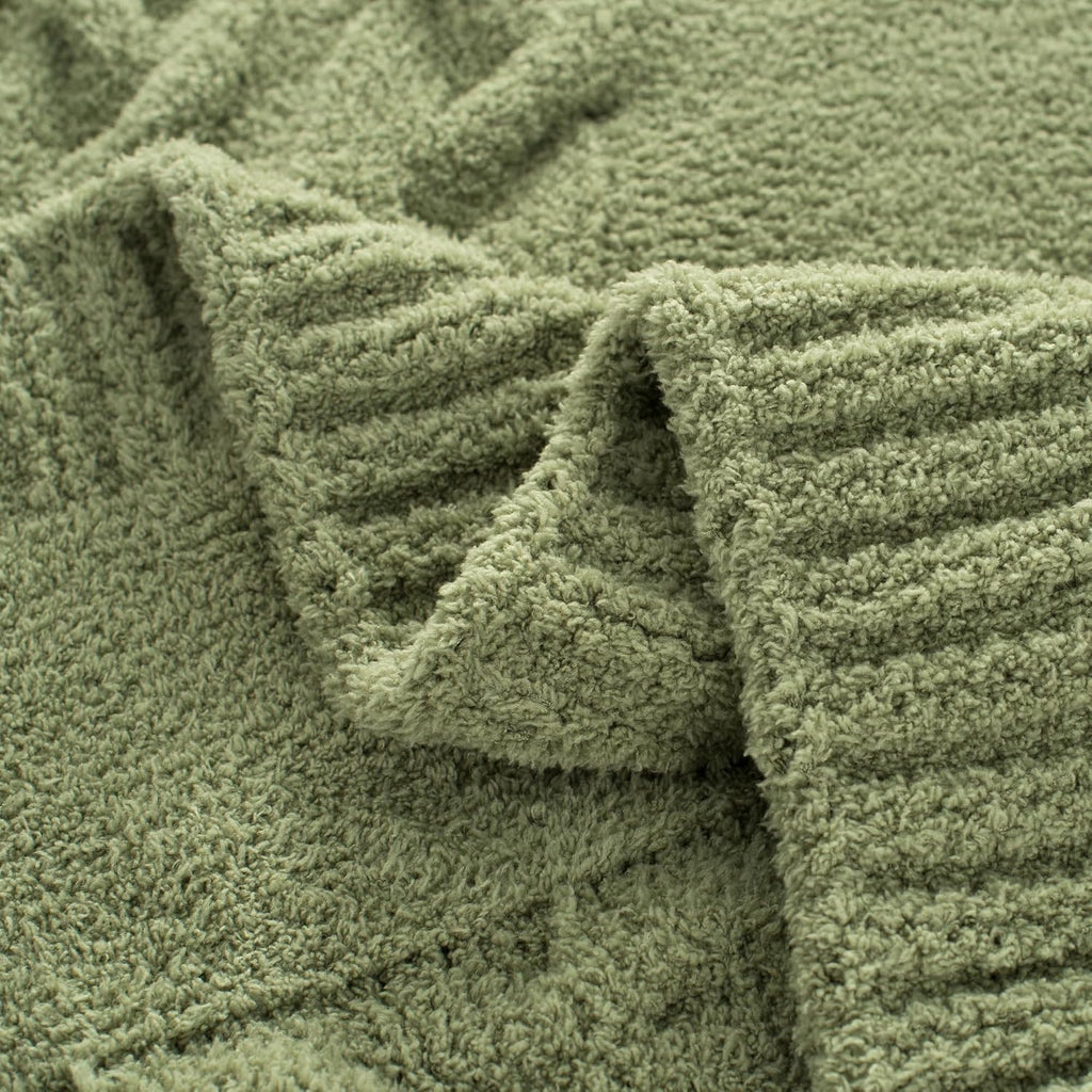 Olive Green Cable Knit Warm Blanket