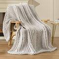 Light Gray Hand Knit Throw Blanket