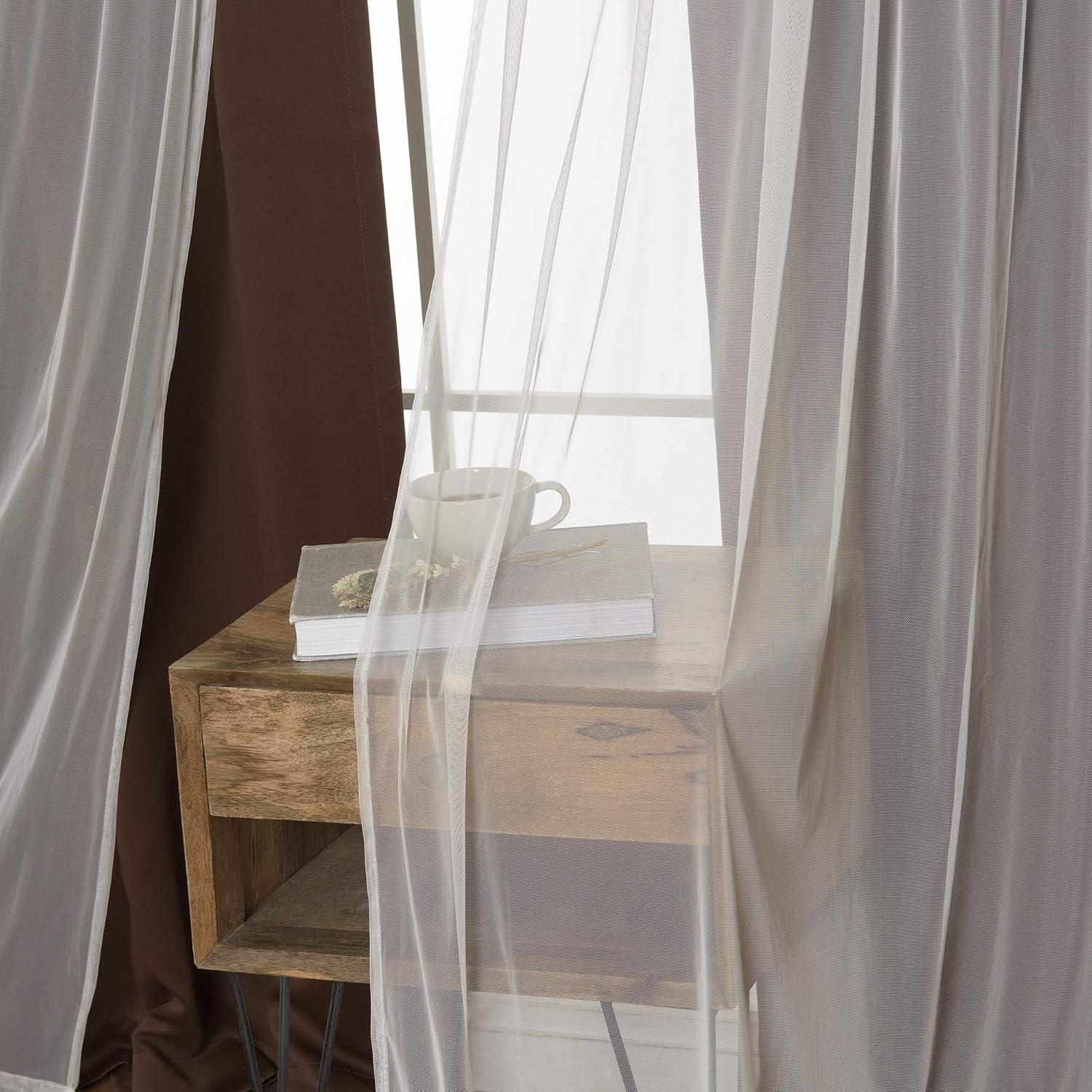Sheer Lace Blackout Curtain 4 Panels