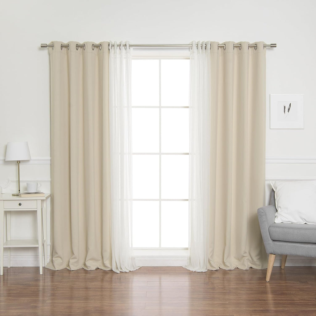 Sheer Blackout Beige Curtain Set