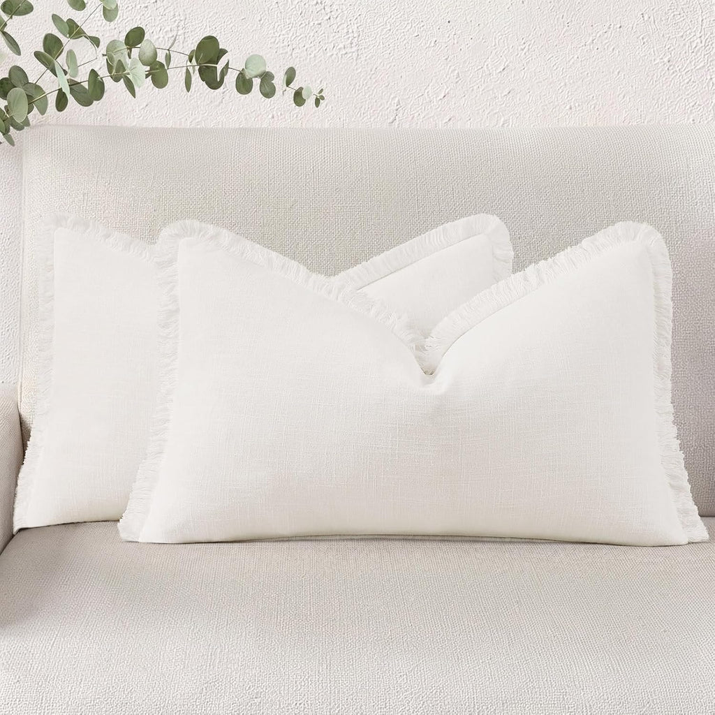 Cream Tassel Linen Pillow Covers