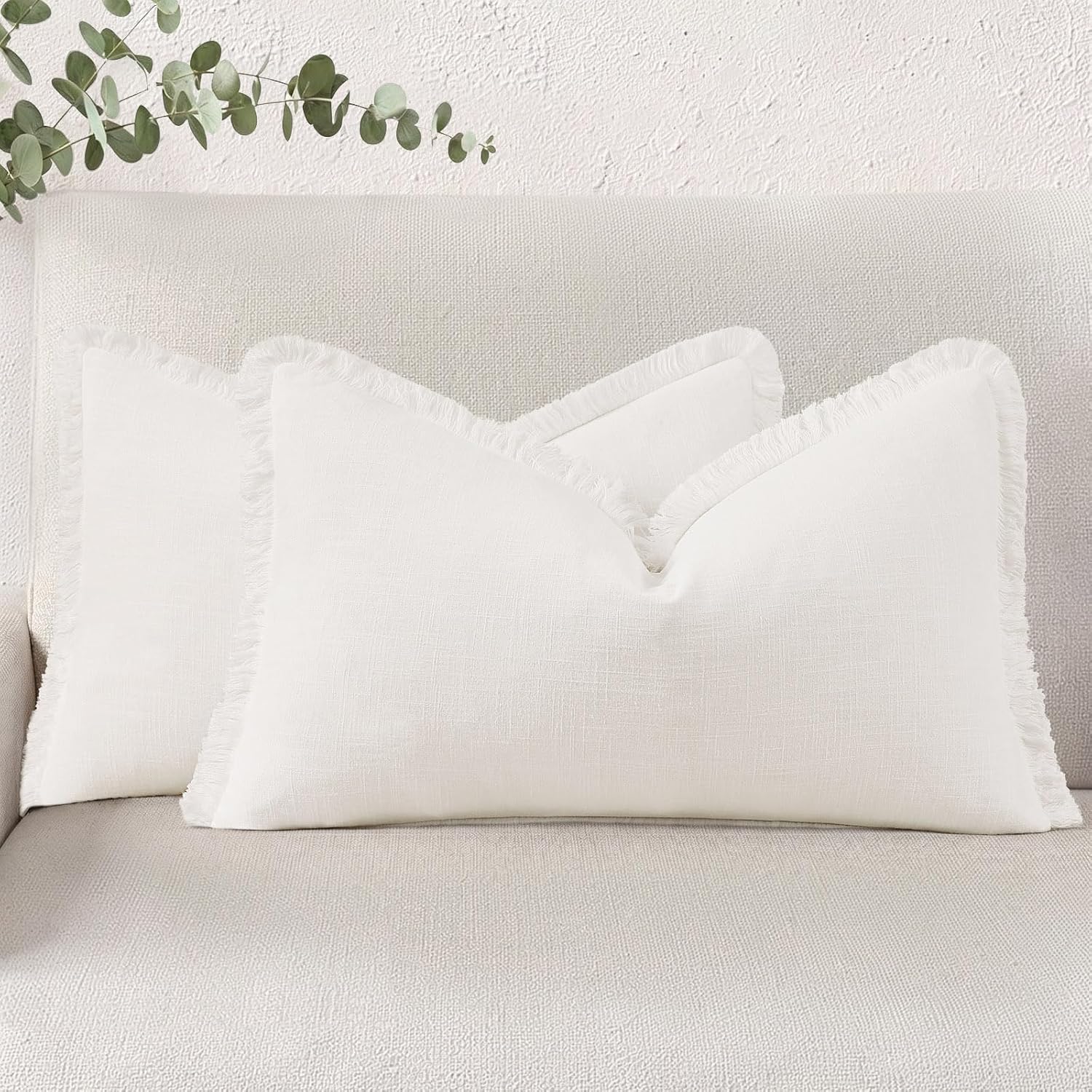 Cream Tassel Linen Pillow Covers