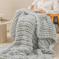 Light Grey Jumbo Chenille Knit Blanket