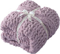 Purple Hand Knit Warm Throw Blanket