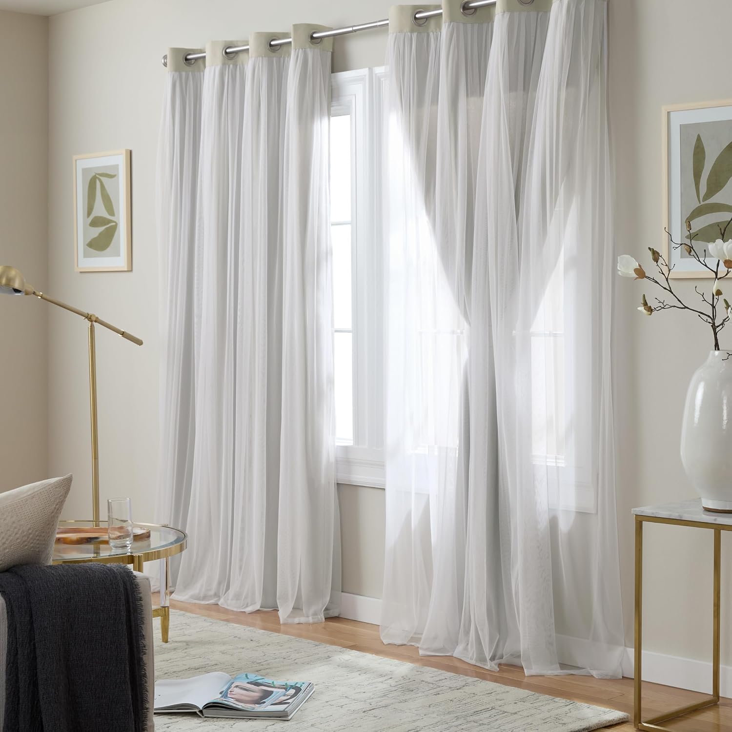 Double Layer Sheer Blackout Curtains