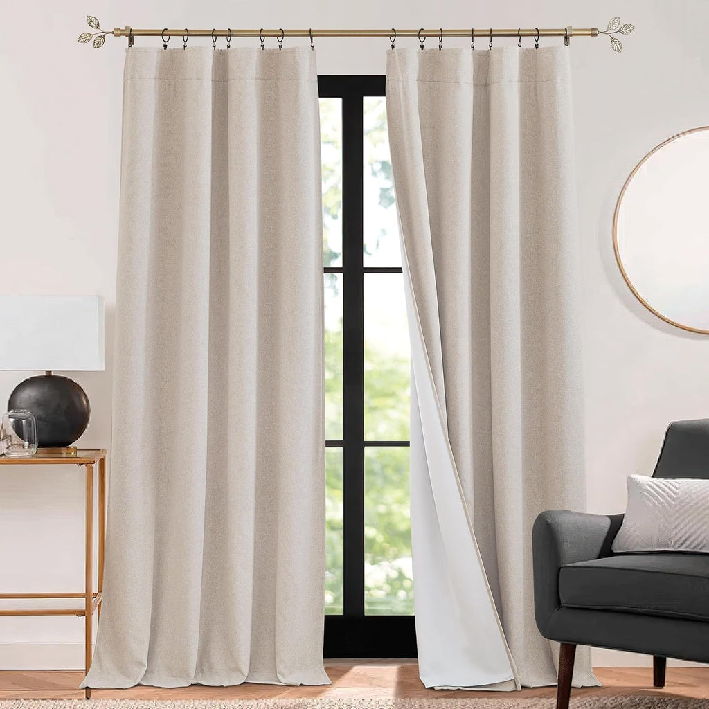 Taupe Linen Soundproof Curtains